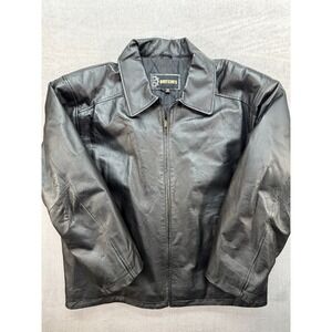 Britches Men Black Leather Jacket Size Large